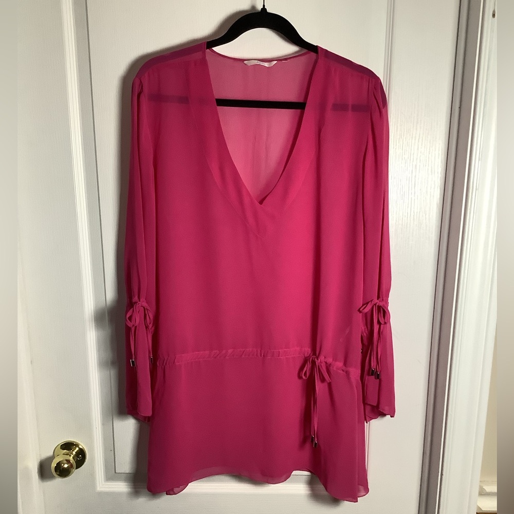 La Vie En Rose sheer pink bathing suit cover up